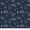 Harry Potter™ Metallic Fantastic Beasts™ Logo & Creatures on Navy Cotton Fabric